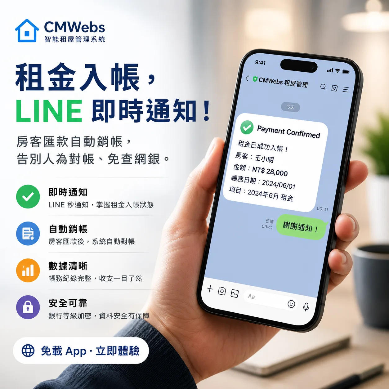 CMWebs LINE 入帳通知廣告